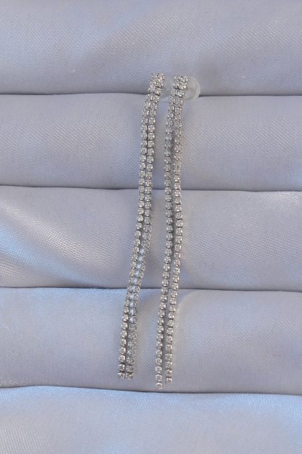 Bouquet Bouqtique Pirinç Gümüş Renk Zirkon Taşlı Su Yolu Model Küpe BQT35BKP9146