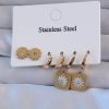 Bouquet Bouqtique 316L Çelik Gold Renk Zirkon Taşlı Sedefli Papatya Model Halka Küpe Seti BQT35BKP9150
