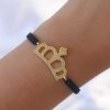 Bouquet Bouqtique Gold Renk Zirkon Taşlı Taç Figür Makrome Bileklik BQT35BB6214