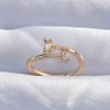 Bouquet Bouqtique Pirinç Gold Renk Zirkon Taşlı Geometrik Ayarlanabilir Yüzük BQT35BYK3239