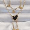 Bouquet Bouqtique 316L Çelik Gold Renk Mineli Çoklu Kalp Kolye BQT35BKO8967