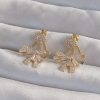 Bouquet Bouqtique Pirinç Gold Renk Zirkon Taşlı Yassı Fiyonk Model Küpe BQT35BKP9301