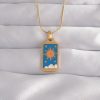Bouquet Bouqtique 316L Çelik Gold Renk Mavi Mineli Güneş Model Tarot Kolye BQT35BKO9026