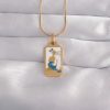 Bouquet Bouqtique 316L Çelik Gold Renk Beyaz Mineli Kız Figür Tarot Kolye BQT35BKO9027