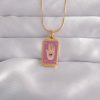 Bouquet Bouqtique 316L Çelik Gold Renk Mor Mineli El Figür Tarot Kolye BQT35BKO9034