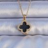 Bouquet Bouqtique 316L Çelik Gold Renk Siyah Mineli Zirkon Taşlı Yonca Figürlü Kolye BQT35BKO9198