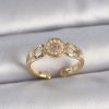 Bouquet Bouqtique Pirinç Gold Renk Zirkon Taşlı İncili Kalp İşleme Detay Ayarlanabilir Kadın Yüzük BQT35BYK3358