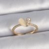 Bouquet Bouqtique Pirinç Gümüş Renk Ayarlanabilir Zirkon Taşlı Beyaz Mineli Kalp Model Kadın Yüzük BQT35BYK3389