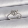 Bouquet Bouqtique Pirinç Gümüş Renk Ayarlanabilir Zirkon Taşlı Kalp Model Kadın Yüzük BQT35BYK3395