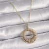 Bouquet Bouqtique 316L Çelik Gold Renk Zincir Gümüş Zirkon Taşlı Daire Model Kadın Kolye BQT35BKO9481