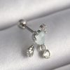 Bouquet Bouqtique 316L Çelik Gümüş Renk Beyaz Minelik Kalp Sallantı Zirkon Taş Detay Tragus Piercing BQT35PR1229