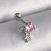 Bouquet Bouqtique 316L Çelik Gümüş Renk Pembe Zirkon Taşlı Sallantı Yıldız Detay Tragus Piercing BQT35PR1237
