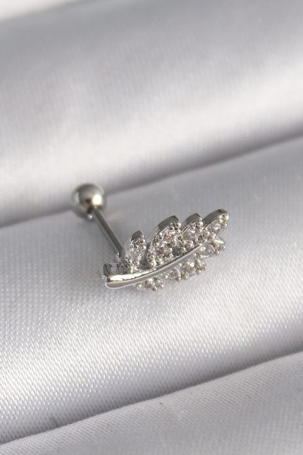 Bouquet Bouqtique 316L Çelik Gümüş Renk Zirkon Taşlı Dal Tragus Piercing BQT35PR1259