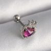 Bouquet Bouqtique 316L Çelik Gümüş Renk Pembe Mineli Kalp Zirkon Taş Detaylı Taç Tragus Piercing BQT35PR1263