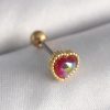 Bouquet Bouqtique 316L Çelik Gold Renk Kırmızı Mineli Kalp Tragus Piercing BQT35PR1266