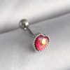 Bouquet Bouqtique 316L Çelik Gümüş Renk Kırmızı Mineli Kalp Tragus Piercing BQT35PR1267