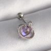 Bouquet Bouqtique 316L Çelik Gümüş Renk Mor Mineli Kalp Zirkon Taş Detay Tragus Piercing BQT35PR1273