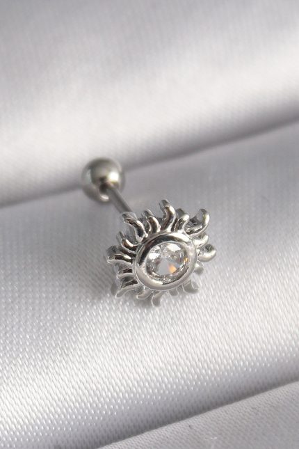 Bouquet Bouqtique 316L Çelik Gümüş Renk Zirkon Taşlı Güneş Tragus Piercing BQT35PR1279