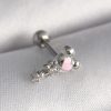Bouquet Bouqtique 316L Çelik Gümüş Renk Zirkon Taş Detay Pembe Kalp İşleme Tragus Piercing BQT35PR1281