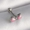 Bouquet Bouqtique 316L Çelik Gümüş Renk Pembe Kurdele Zirkon Taş Detay Tragus Piercing BQT35PR1295