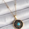 Bouquet Bouqtique 316L Çelik Gold Renk Mavi Boncuk Güneş İşleme Madalyon Model Kadın Kolye BQT35BKO9524