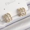Bouquet Bouqtique Pirinç Gold Renk Çift Sıra Zirkon Taşlı Kadın Küpe BQT35BKP9756