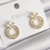 Bouquet Bouqtique Pirinç Gold Renk Zirkon Taşlı Halka Model Çiçek Figür Kadın Küpe BQT35BKP9762