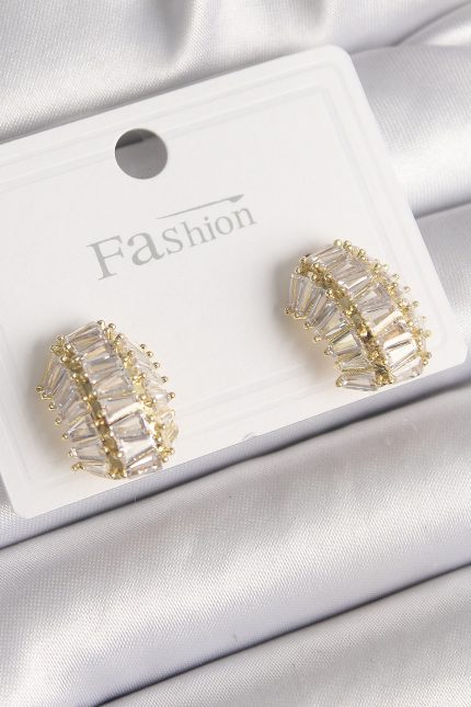 Bouquet Bouqtique Pirinç Gold Renk Zirkon Taşlı Kaplumbağa Kabuğu Model Kadın Küpe BQT35BKP9788