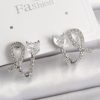 Bouquet Bouqtique Pirinç Gümüş Renk Düğüm Model Zirkon Taşlı Kalp Detay Kadın Küpe BQT35BKP9910