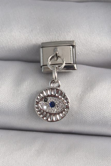 Bouquet Bouqtique 316L Çelik Gümüş Renk Sallantı Zirkon Taşlı Göz Model Nomination Charm BQT35BC1157