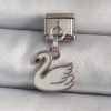 Bouquet Bouqtique 316L Çelik Gümüş Renk Sallantı Beyaz Kuğu Model Nomination Charm BQT35BC1160