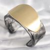 Bouquet Bouqtique Siyah Mermer Desen Akrilik Plastik Gold Oval Plaka Model Vintage Kadın Bilezik BQT35BB6683