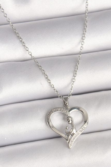 Bouquet Bouqtique 316L Çelik Gümüş Renk Zincir Zirkon Taş Detaylı Kalp Model Kadın Kolye BQT35BKO9854