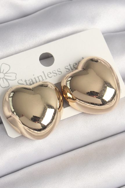 Bouquet Bouqtique Pirinç Gold Renk Bombe Kalp Model Kadın Küpe BQT35BKP10248