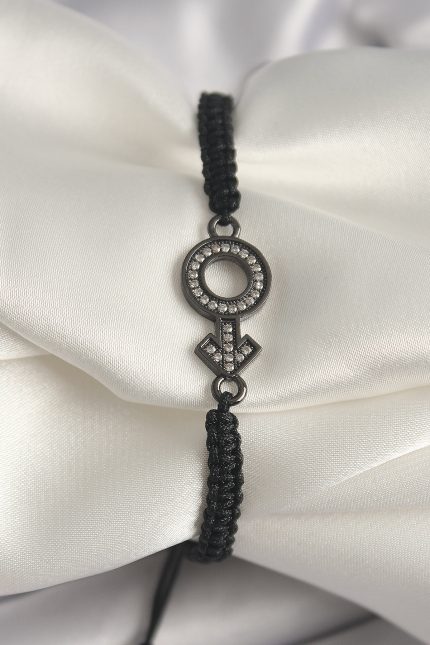 Bouquet Bouqtique Pirinç Füme Renk Zirkon Taşlı Venüs Mars Asansörlü Makrome Model Kadın Bileklik BQT35BB6796