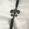 Bouquet Bouqtique Pirinç Siyah Renk Zirkon Taş İşlemeli Zambak Figür Asansörlü Makrome Model Kadın Bileklik BQT35BB6805