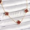 Bouquet Bouqtique 316L Çelik Gold Renk Zincir Bordo Yonca Model Kadın Kolye BQT35BKO9926