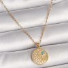 Bouquet Bouqtique 316L Çelik Gold Renk Zincir Zirkon Taş İşlemeli Mavi Taş Detaylı Madalyon Model Kadın Kolye BQT35BKO9964