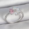 Bouquet Bouqtique Pirinç Gümüş Renk Beyaz Mineli Pembe Zirkon Taşlı Çiçek Model Kadın Yüzük BQT35BYK3708
