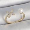 Bouquet Bouqtique Pirinç Gold Renk Zirkon Taşlı Çiçek Model İnci Detay Ayarlanabilir Kadın Yüzük BQT35BYK3727