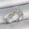 Bouquet Bouqtique Pirinç Gümüş Renk Zirkon Taş Detaylı Renkli Mineli Ayarlanabilir Kadın Yüzük BQT35BYK3728