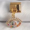 Bouquet Bouqtique 316L Çelik Gold Renk Sallantı Renkli Zirkon Taşlı Göz Model Nomination Charm BQT35BC1346