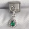 Bouquet Bouqtique 316L Çelik Gümüş Renk Sallantı Yeşil Zirkon Taşlı Damla Model Nomination Charm BQT35BC1383