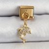 Bouquet Bouqtique 316L Çelik Sallantılı Zirkon Taşlı Yunus Balığı Model Gold Renk Nomination Charm BQT35BC1407