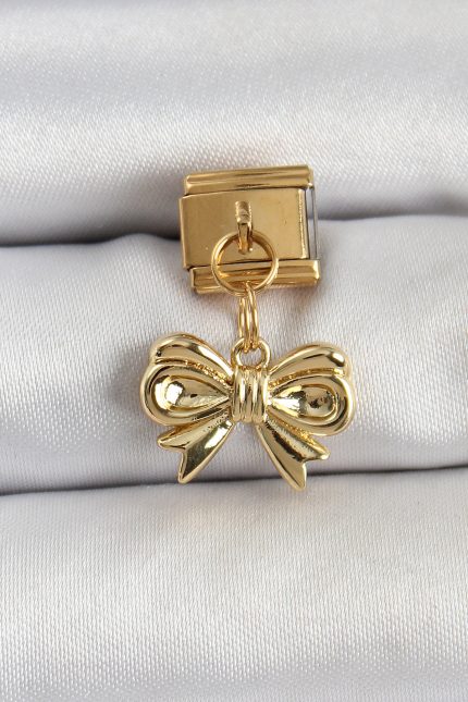Bouquet Bouqtique 316L Çelik Sallantılı Fiyonk Model Gold Renk Nomination Charm BQT35BC1412