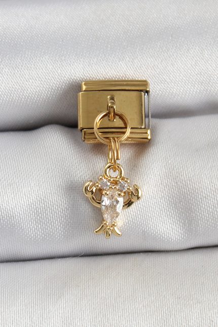 Bouquet Bouqtique 316L Çelik Sallantılı Zirkon Taşlı Yengeç Model Gold Renk Nomination Charm BQT35BC1417