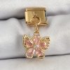 Bouquet Bouqtique 316L Çelik Sallantılı Zirkon Taşlı Çiçek Figürlü Kelebek Model Gold Renk Nomination Charm BQT35BC1419