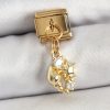 Bouquet Bouqtique 316L Çelik Sallantılı Zirkon Taşlı Deniz Kabuğu Ve Yıldız Model Gold Renk Nomination Charm BQT35BC1436