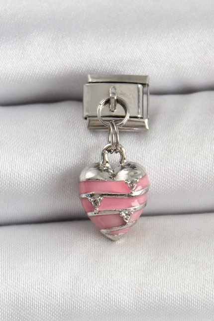 Bouquet Bouqtique 316L Çelik Gümüş Renk Pembe Kalp Model Nomination Charm BQT35BC1495