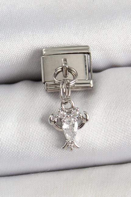 Bouquet Bouqtique 316L Çelik Sallantılı Zirkon Taşlı Yengeç Model Gümüş Renk Nomination Charm BQT35BC1449